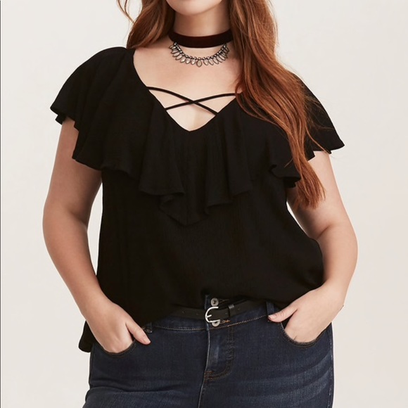 torrid Tops - Black Torrid Ruffle Top